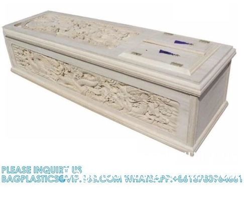 Japan Style Carving Funeral Coffin Solid Wood Coffin With Hand-Carving Good Quality Solid Wood Hand-caved Coffin