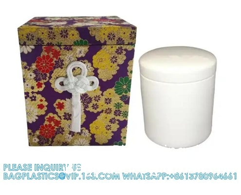 Japanese Funeral Wooden Urn Bone Box And Bag With Flower Pattern Funeral Keepsake Ash Box and Bone Bag