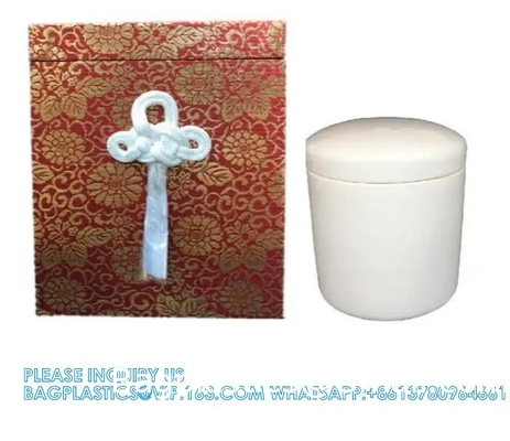 Japanese Funeral Wooden Urn Bone Box And Bag With Flower Pattern Funeral Keepsake Ash Box and Bone Bag