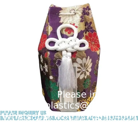 Japanese Funeral Wooden Urn Bone Box And Bag With Flower Pattern Funeral Keepsake Ash Box and Bone Bag