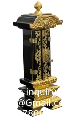 Japanese Funeral Wood Spirit Monument Ancestors Memorial Golden Tablet Sacrificial Monument