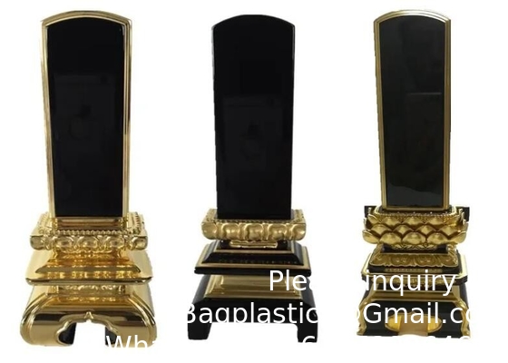 Japanese Funeral Wood Spirit Monument Ancestors Memorial Golden Tablet Sacrificial Monument