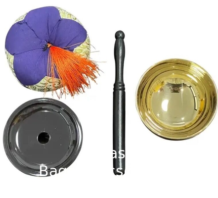 Japan Funeral Metal Brass Bell Set Sing Bowl High Grade Japanese Style Buddhist Metal Bell Bowl Set