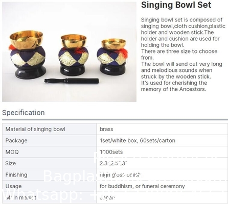 Japan Funeral Metal Brass Bell Set Sing Bowl High Grade Japanese Style Buddhist Metal Bell Bowl Set