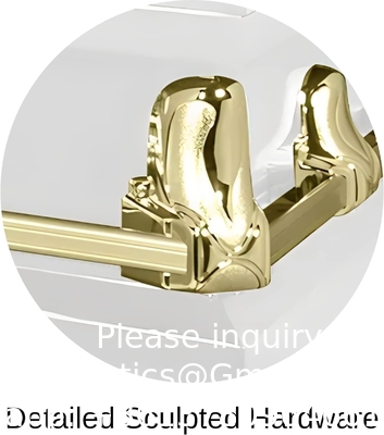Casket Orion Series Steel Casket (White And Gold) Handcrafted Funeral Casket - White And Gold Finish With White Crepe