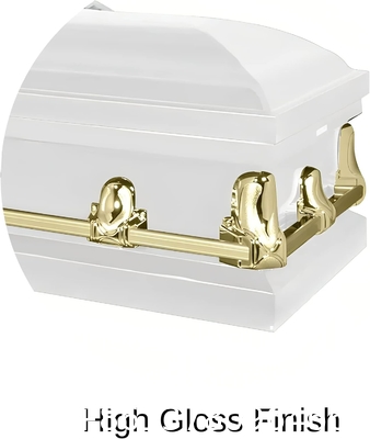 Casket Orion Series Steel Casket (White And Gold) Handcrafted Funeral Casket - White And Gold Finish With White Crepe