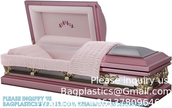 Casket Orion Series Steel Casket (White And Gold) Handcrafted Funeral Casket - White And Gold Finish With White Crepe
