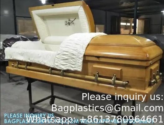 Caskets Cambridge Mahogany Funeral Casket With Almond Velvet Interior - Solid Mahogany Wood