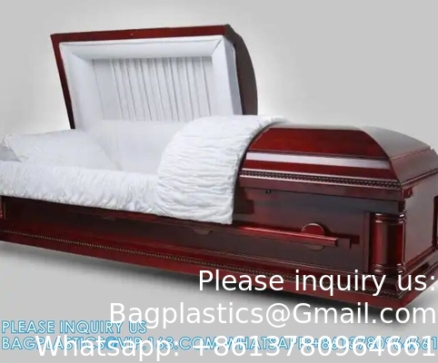 Caskets Cambridge Mahogany Funeral Casket With Almond Velvet Interior - Solid Mahogany Wood