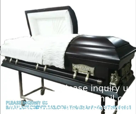Caskets Cambridge Mahogany Funeral Casket With Almond Velvet Interior - Solid Mahogany Wood