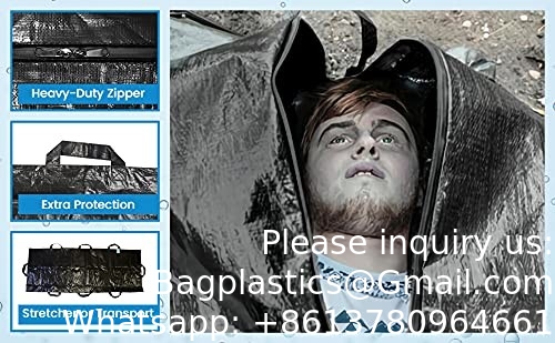 Body Bag Stretcher Combo With 8 Side Handles And Center Zipper, Waterproof Bags For Outdoor Camping Hiking