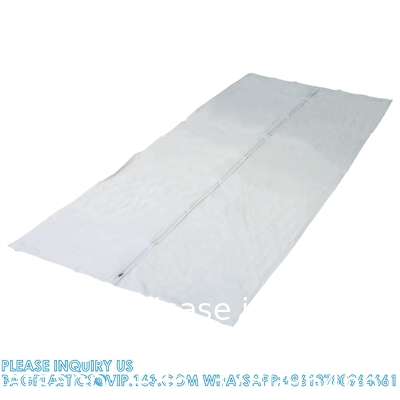 Cadaver Body Bag, White Vinyl, 36&quot; Wide X 90&quot; Long, Full-Length Center Zipper Body Bag