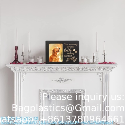 Pet Memorial Urns For Dog Or Cat Ashes, XLarge Wooden Funeral Cremation Urns With Photo Frame, Memorial Keepsake