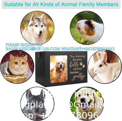 Pet Memorial Urns For Dog Or Cat Ashes, XLarge Wooden Funeral Cremation Urns With Photo Frame, Memorial Keepsake