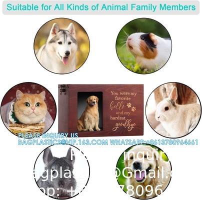 Pet Memorial Urns For Dog Or Cat Ashes, XLarge Wooden Funeral Cremation Urns With Photo Frame, Memorial Keepsake