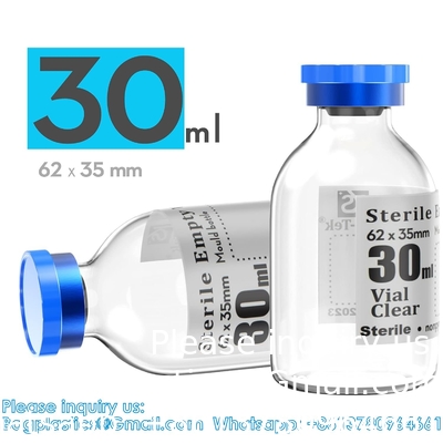 Sterile Empty Vials With Self Healing Injection Port, With Flip Off Aluminum Cap,Sterile Package (30ml,10)