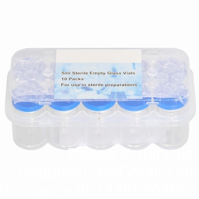 5ml Sterile Glass Vials, 10 Packs Sterile Empty Vial With Self-Healing Injection Port And Flip Top Cap, Sterile Pack