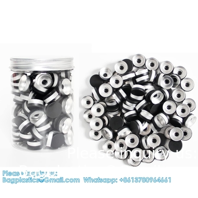 20mm Flip Top Caps Aluminum-Plastic Black Caps for Glass Vial Crimp Caps with White PTFE and Red Silicone Septa