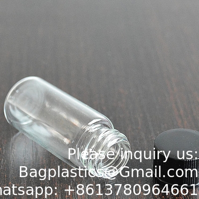 Glass Vials With Screw Caps, Small Liquid Sample Vial, Leak-Proof Vial (10ML, Clear)