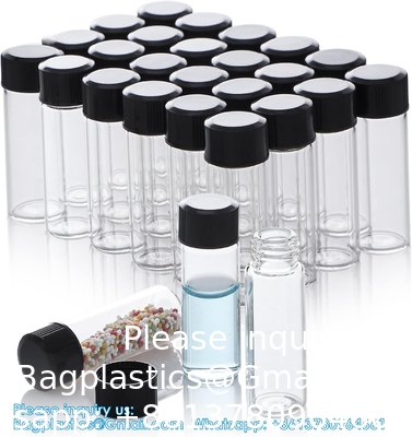 Glass Vials with Screw Caps, Clear Liquid Sample Vial Bottles, Lab/Travel Storage Vials for Essential Oil, Perfume