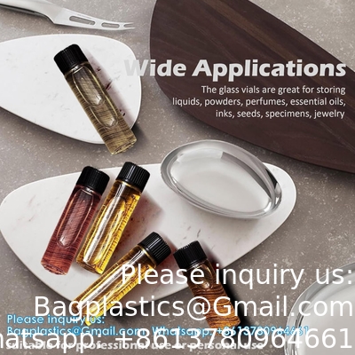 Glass Vials with Screw Caps, Clear Liquid Sample Vial Bottles, Lab/Travel Storage Vials for Essential Oil, Perfume