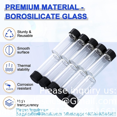 Glass Vials with Screw Caps, Clear Liquid Sample Vial Bottles, Lab/Travel Storage Vials for Essential Oil, Perfume