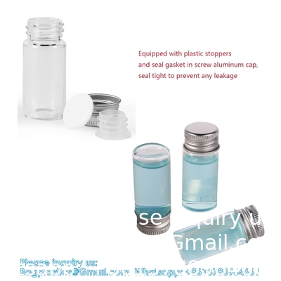 100 Sets Small Glass Bottles With Aluminum Cap Screw Top Lids 5 Milliliter Tiny Vials DIY Art Craft Storage