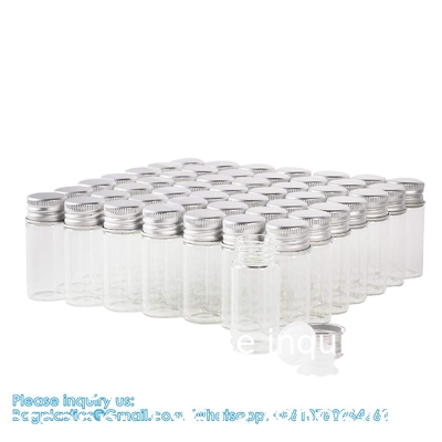 100 Sets Small Glass Bottles With Aluminum Cap Screw Top Lids 5 Milliliter Tiny Vials DIY Art Craft Storage