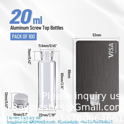 Glass Bottles with Aluminum Cap, Glass Jars Small Storage Bottle Glass Vials, Beads Storage Jars with Lids Aluminum