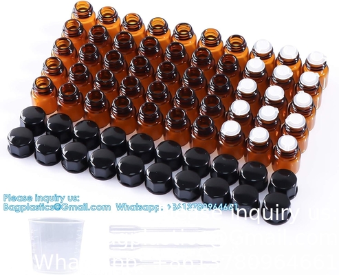 Glass Essential Oils Sample Bottles With Black Caps For Essential Oils, Perfumes &amp; Lab Chemicals 30ml Measuring Cup