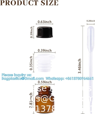 Glass Essential Oils Sample Bottles With Black Caps For Essential Oils, Perfumes &amp; Lab Chemicals 30ml Measuring Cup