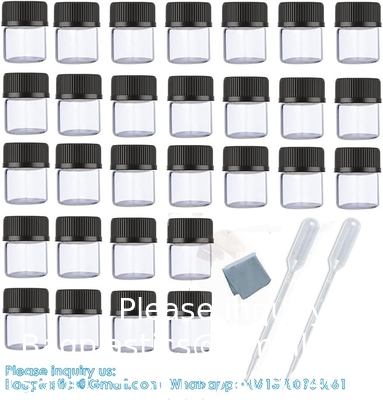 Glass Essential Oils Sample Bottles With Black Caps For Essential Oils, Perfumes &amp; Lab Chemicals 30ml Measuring Cup