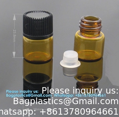 Glass Essential Oils Sample Bottles With Black Caps For Essential Oils, Perfumes &amp; Lab Chemicals 30ml Measuring Cup