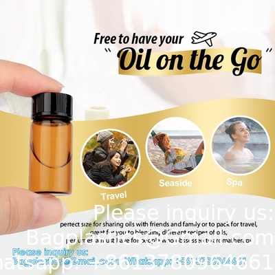 Oil Bottles For Essential Oils, 36 Pcs 2 Ml (5/8 Dram) Amber Glass Vials Bottles, Orifice Reducers And Black Caps