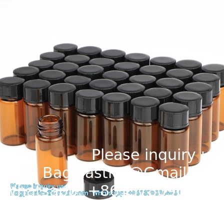 Oil Bottles For Essential Oils, 36 Pcs 2 Ml (5/8 Dram) Amber Glass Vials Bottles, Orifice Reducers And Black Caps