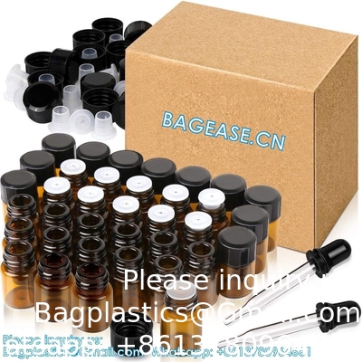 Oil Bottles For Essential Oils, 36 Pcs 2 Ml (5/8 Dram) Amber Glass Vials Bottles, Orifice Reducers And Black Caps