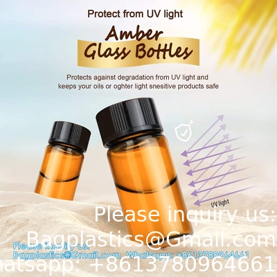 Oil Bottles For Essential Oils, 36 Pcs 2 Ml (5/8 Dram) Amber Glass Vials Bottles, Orifice Reducers And Black Caps