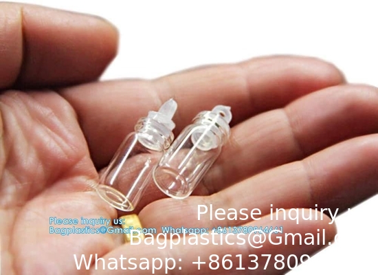 Mini Small Clear Glass Bottles Vials Tiny Jar With Plastic Stopper Miniature Bottle Message Bottle Gift DIY Decoration