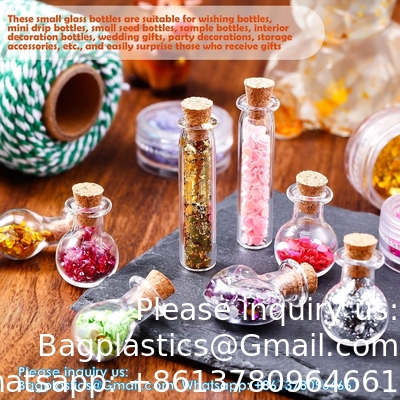 Small Mini Glass Bottles Jars With Cork Stoppers.Wishing Bottle Drifting Bottle Wedding Party DIY