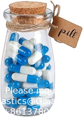 Cork Stopper Glass Bottles Mini Transparent Glass Bottles Glass Favor Jars, 100ml Bottles with Cork Lids, Mini Jars
