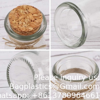Cork Stopper Glass Bottles Mini Transparent Glass Bottles Glass Favor Jars, 100ml Bottles with Cork Lids, Mini Jars