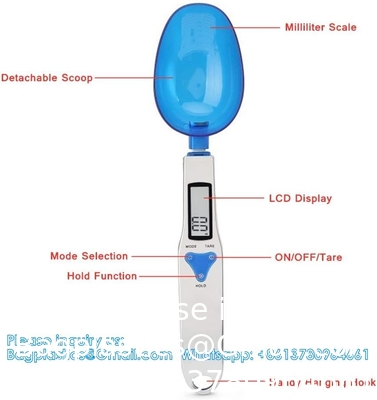 Kitchen Scale Spoon Gram Measuring Spoon, 500g/0.1g Blue Cute Digital Weight Scale Spoon Milligram Measuring Scoop