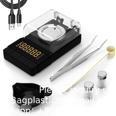 Digital Milligram Scale 50g/0.001g, Compact Mg Scale With 20g Calibration Weight And Accessories, Black Powder Scale
