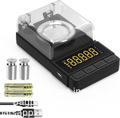 Digital Milligram Scale 50g/0.001g, Compact Mg Scale With 20g Calibration Weight And Accessories, Black Powder Scale