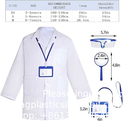 Doctor Scientist Costume Kids Lab Coat And Goggles Children Dress Up Kit With ID Card Magnifying Glass For Halloween