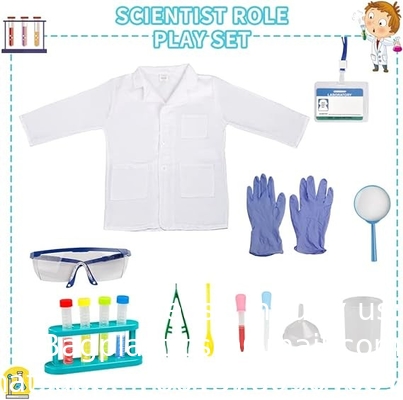 Scientist Costume For Kids Lab Coat With Science Experiment Kit Dress Up &amp; Pretend Play For Boys Girls Age 4-8