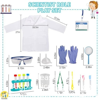 Scientist Costume For Kids Lab Coat With Science Experiment Kit Dress Up &amp; Pretend Play For Boys Girls Age 4-8