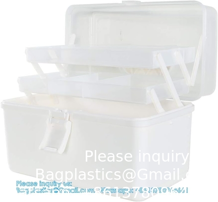 3-Layers Plastic Portable Storage Box,Household Plastic Craft Supply Box With Handle,Multifunctional Storage Boxes