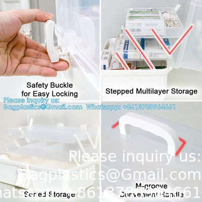 3-Layers Plastic Portable Storage Box,Household Plastic Craft Supply Box With Handle,Multifunctional Storage Boxes