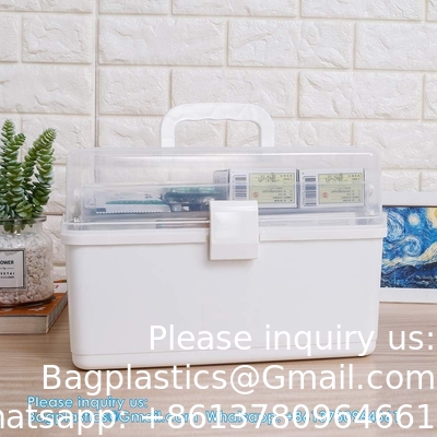 3-Layers Plastic Portable Storage Box,Household Plastic Craft Supply Box With Handle,Multifunctional Storage Boxes